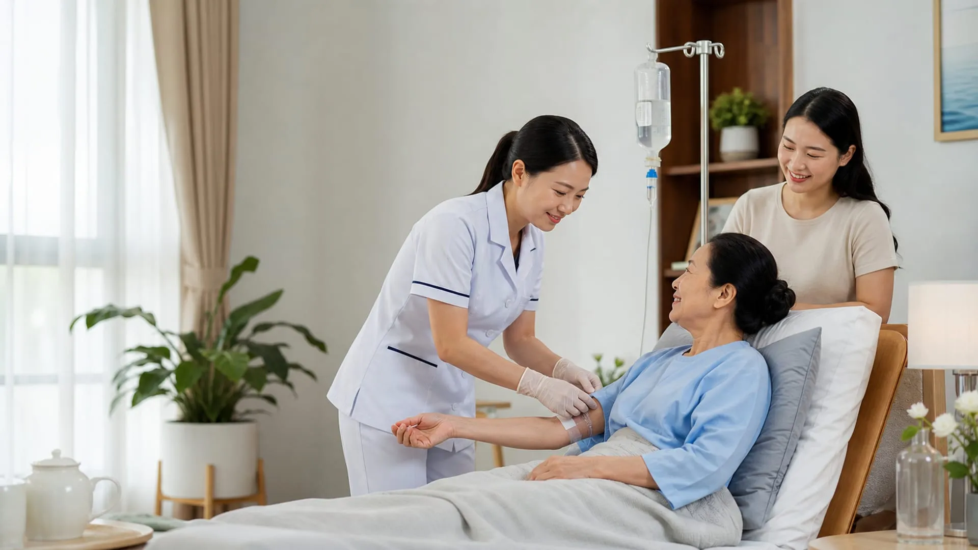 Điều dưỡng chăm sóc truyền dịch tại nhà cho bệnh nhân lớn tuổi